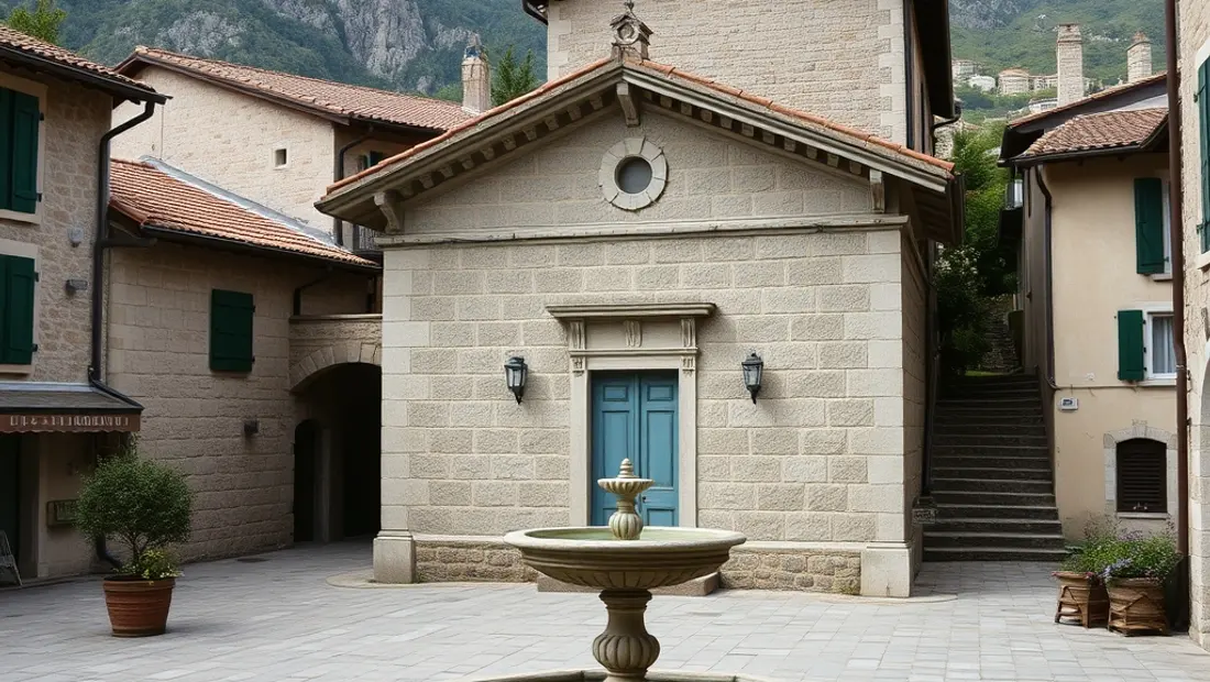 La place du village et la mairie, en granit et ardoise.